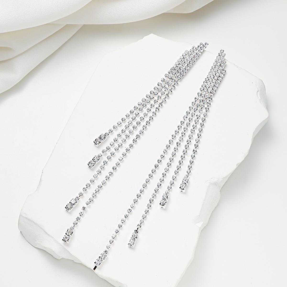 

Заводская мода корейская версия ins простые длинные серьги-пусеты с инкрустацией цирконами персонализированные серьги нишевого дизайна, полностью усыпанные бриллиантами