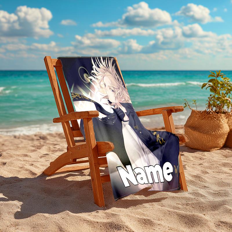 Personalized customized proof beach towel with Tokyo Revengers pattern - soft, absorbent,quick-drying,perfect swimming,camping&bathing