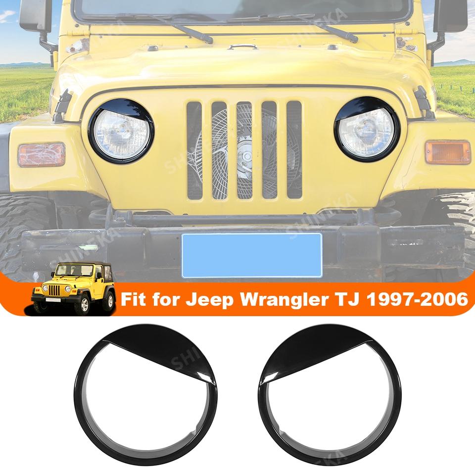 SHINEKA Car Front Headlight Lamp Decoration Cover for Jeep Wrangler TJ 1997 1998 1999 2000 2001 2002-2006 Exterior Accessories