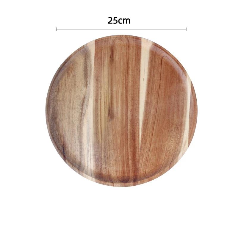 Simple Solid Wood Dinner Plates Round 13-38cm Serving Platter Tray Snack Fruit Platter For Food Snack Dishs