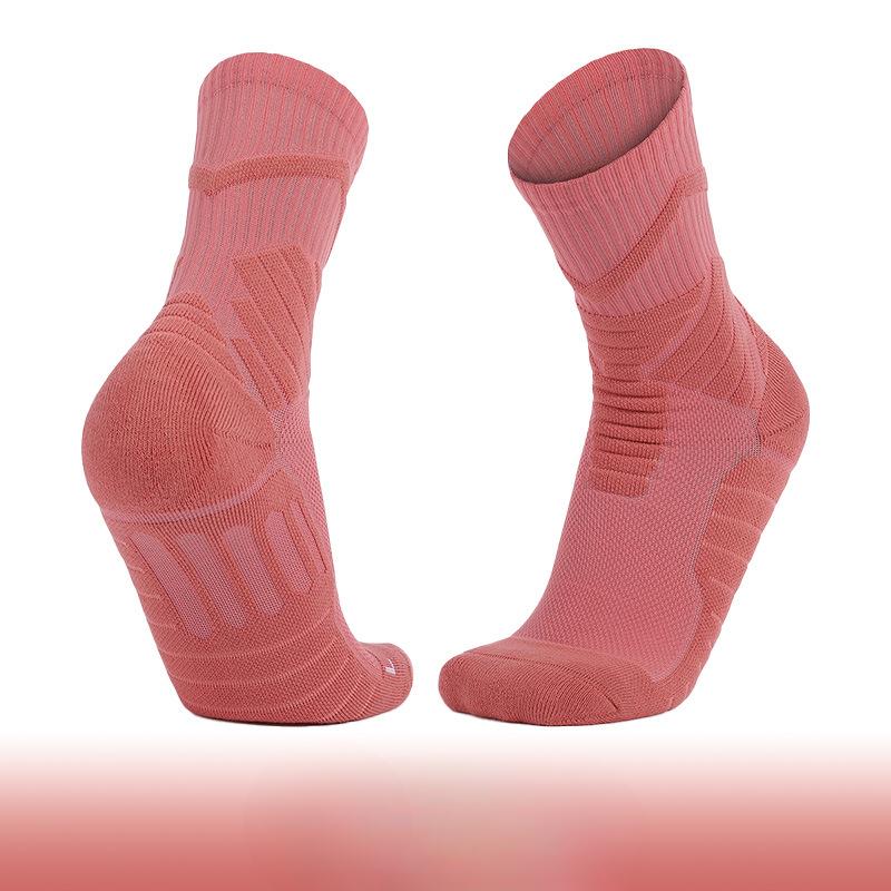 Basketball Professional Towel Sole Socks, Pure Cotton Women's and Men's Solid-color Sports Socks, Shock-absorbing and Anti-slip Mid-calf Socks