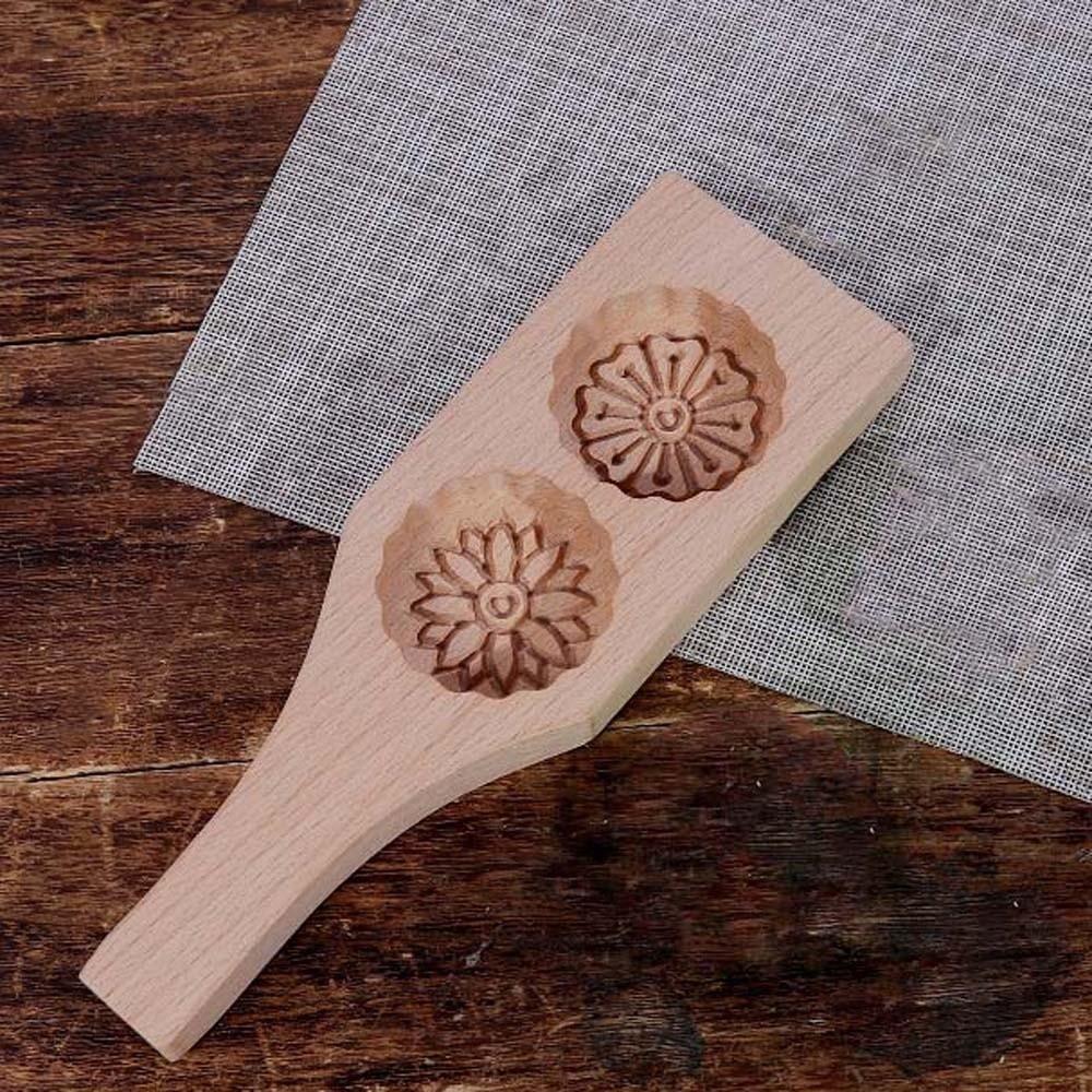 Double Slot Wooden Mooncake Mold Clear Texture Traditional Dessert Press Kitchen Gadgets