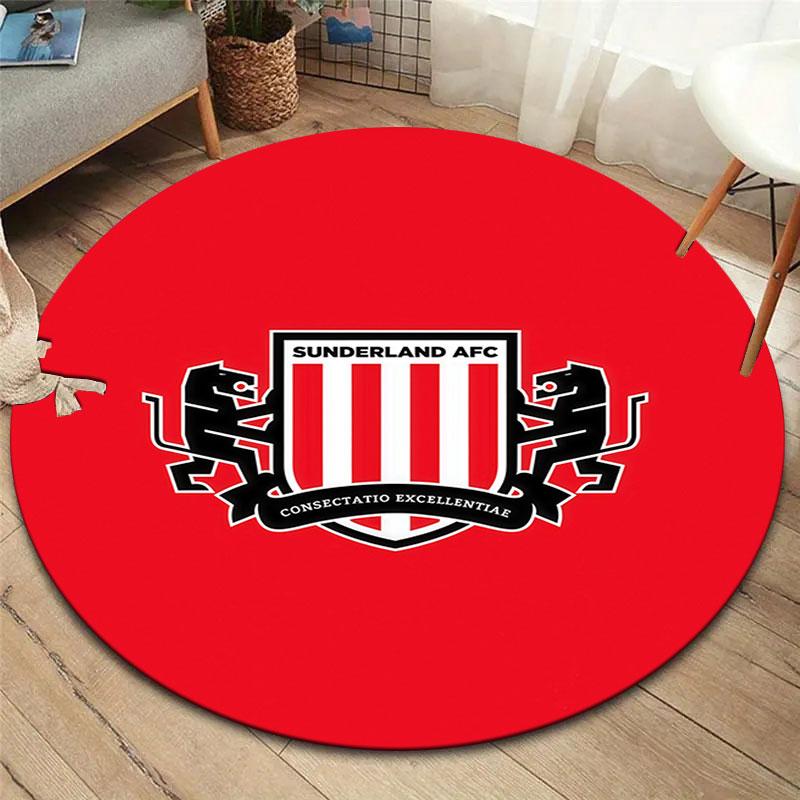 Sunderland Association Football Club Round Area Rug,Carpet Rug for Living Room Bedroom Sofa Playroom Decor,Non-slip Floor Mat