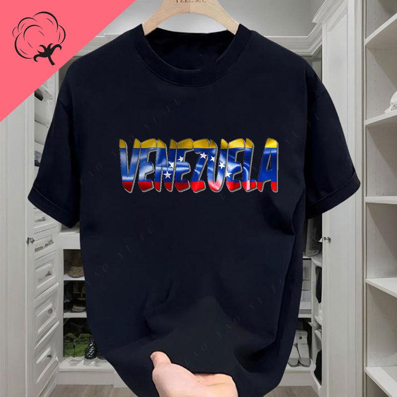 Venezuela Flag T Shirt Unisex Short Sleeve Crew Neck Tops Camisa Graphic T Shirts Cotton Casual Clothing Camisetas Ahegao