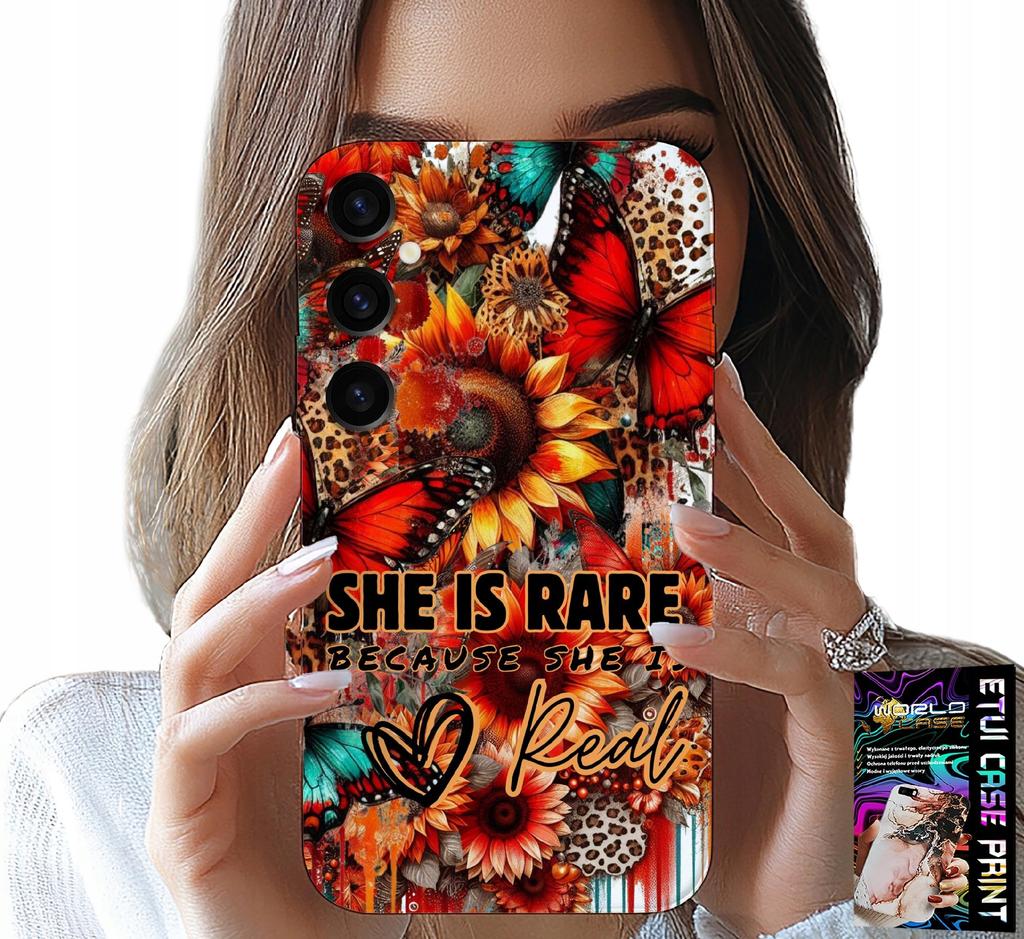 Etui Do Samsung Galaxy S23 Fe - She Is Rare, Słoneczniki, Kwiaty, Motyle