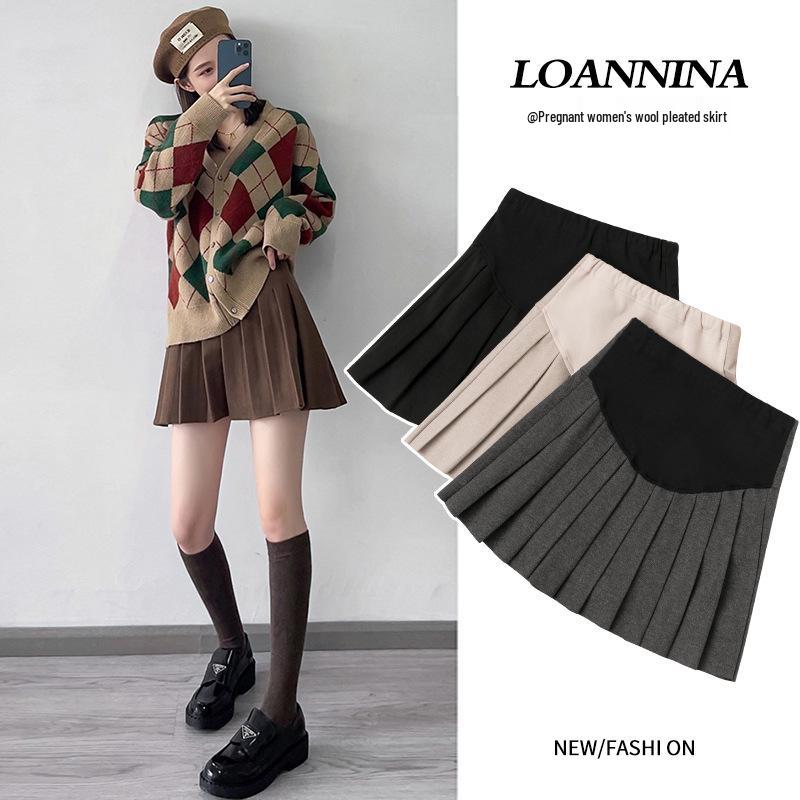 

Women s Autumn/Winter Slimming Woolen Forest A-Line Pleated Short Skirt with Maternity Support Medium