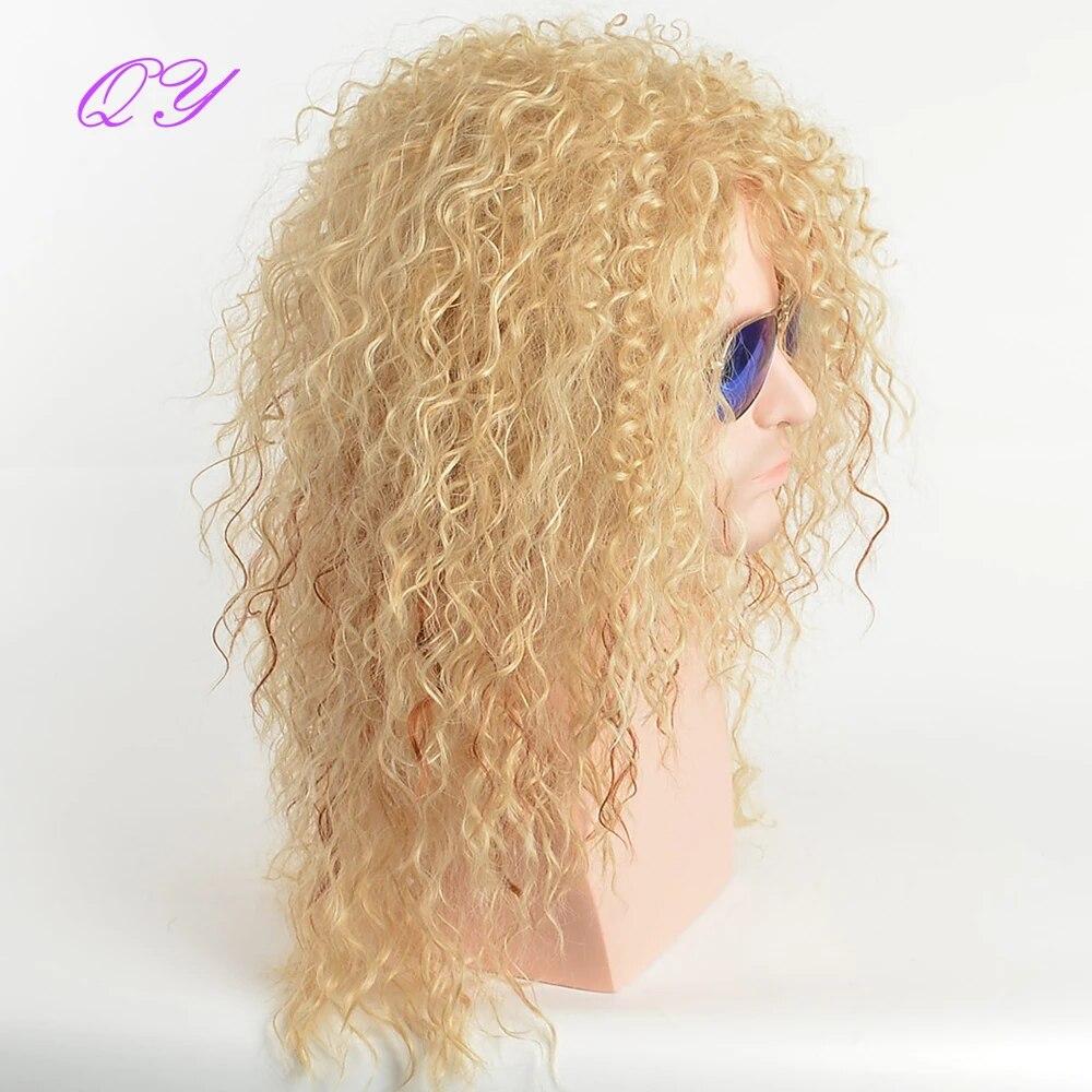 Synthetic Long Blonde  Water Ripple Hair Wigs For Men Curly Natural Wig Adjustable Size Suitable for Daily Wear Man Hair Wig