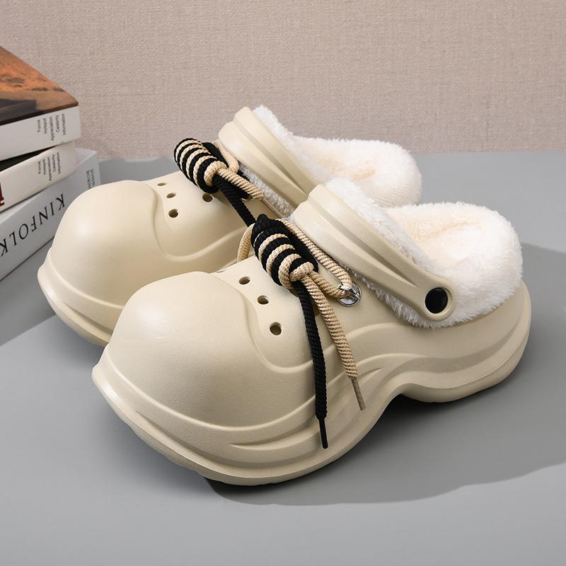 Fleece cotton shoes women's winter household warm non-slip slippers plush thickened wear-resistant non-smelly feet dirt-resistant external