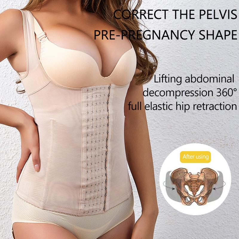 גופיית Shapewear לנשים במידה גדולה, נושמת, עם רשת, עם ברזלים, עם שליטה על הבטן ומותן צר