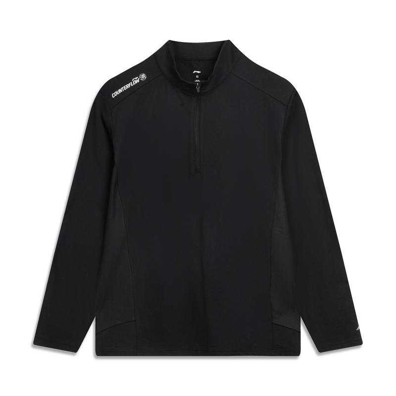 

Li Ning CF Outdoor Series Удобная мягкая футболка с длинным рукавом и молнией до середины груди Мужские топы ATLV211-1 XL