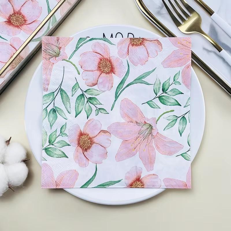 20pcs/pac Floral Printed Paper Napkins for Wedding Colorful Facial Tissues for Party Table Setting Disposable Dinner Napkins