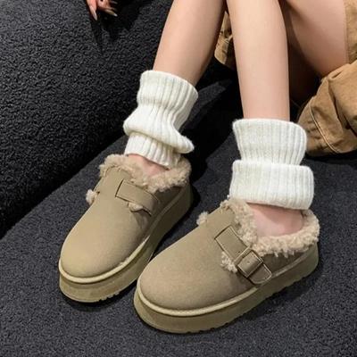 Women's Cotton Slippers 2025 Hot Sale Winter Plush Warm Botas De Mujer Designer Slip-on Comfortable Thick-soled Walking Slippers