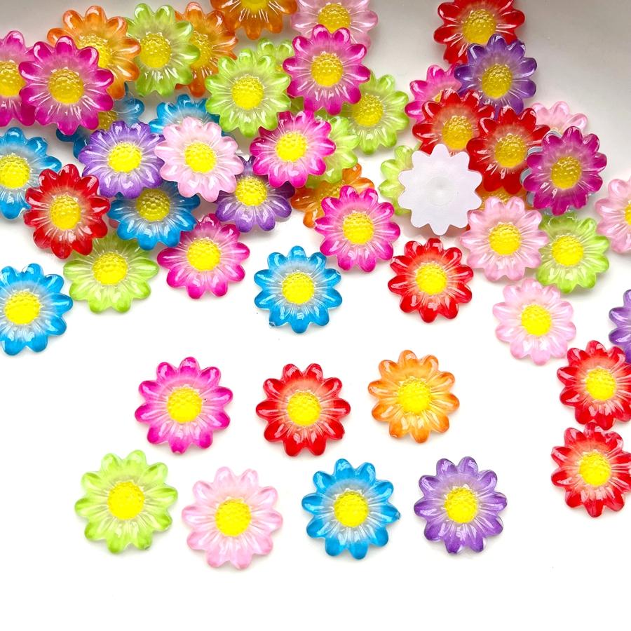20 Pieces of 20mm Colorful Flower Shaped Rhinestone Flat Back Scrapbook Suitable for DIY Decoration, Jewelry Gift Decoration