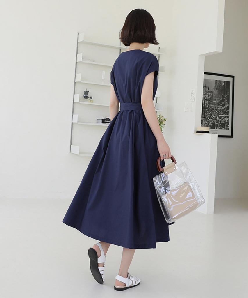 Ppaeppae Button Ribbon Strap Long Dress