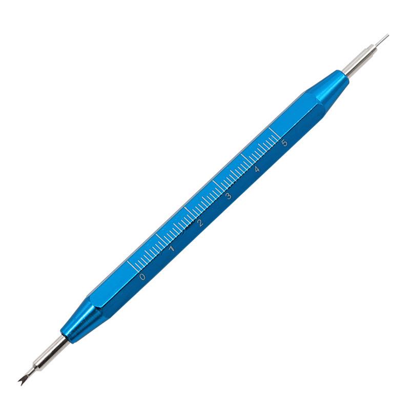 Aluminum Alloy Double-Ended Spring Bar Tool with Scale, Strap Replacement & Removal with Replaceable Bit Blue Double-ended Spring Bar Tool with Scale