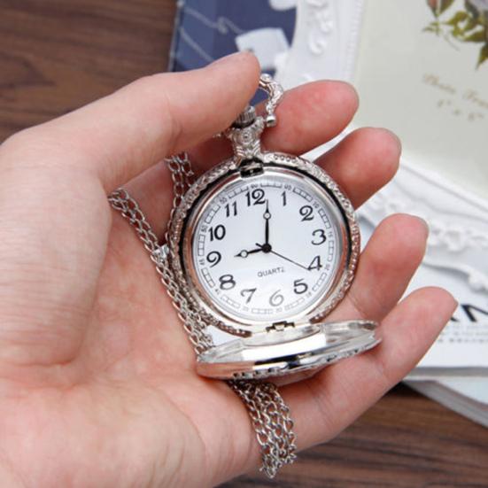 Pocket Watch Locomotive Alloy Quartz Movement Watch Vintage Necklace Watch with Chain for Collection Daily Use