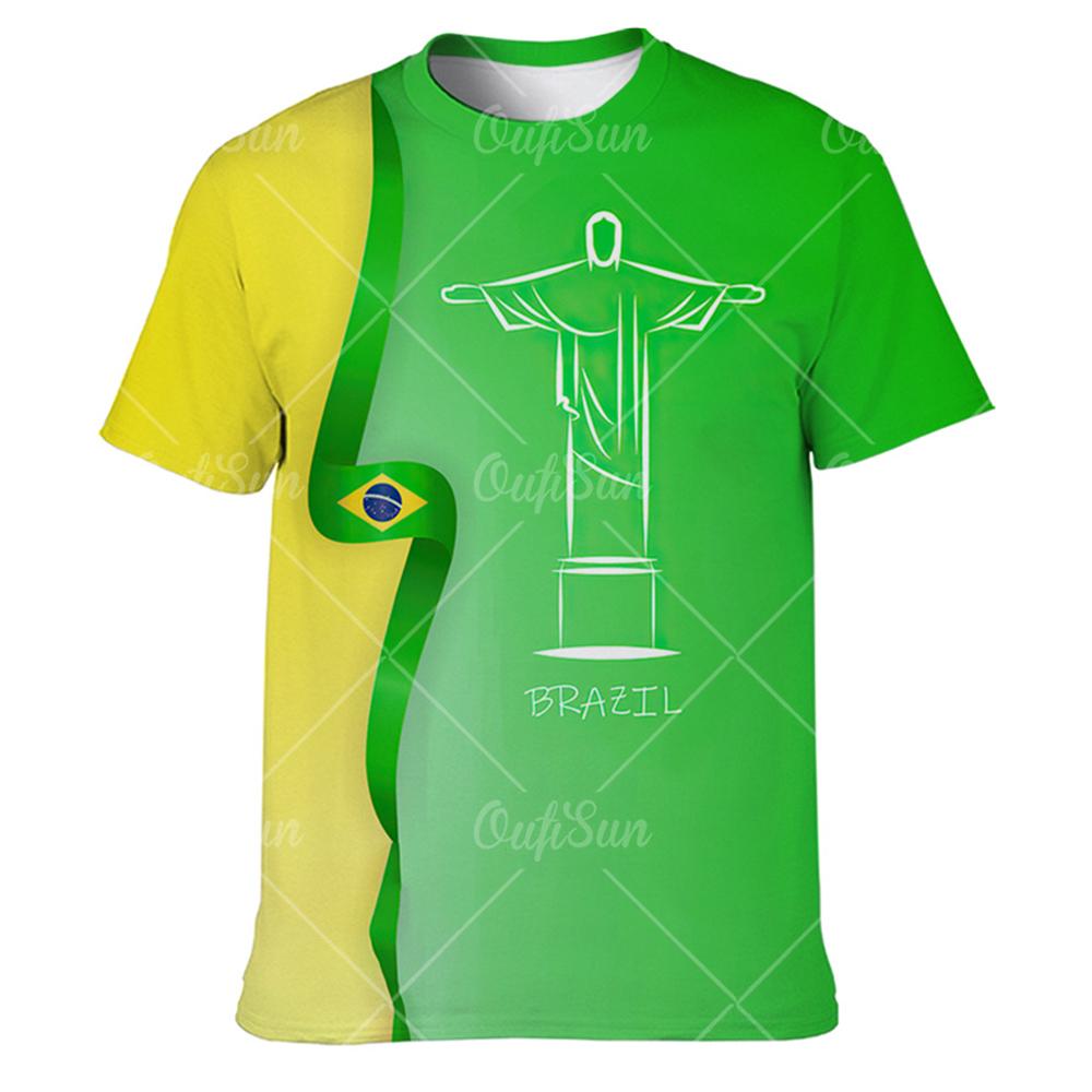 BRASIL Sommer Herren T-Shirt Brasilien National Emblem Flagge 3D Druck Lässig Rundhals T-Shirt Mode Pullover Kinderbekleidung