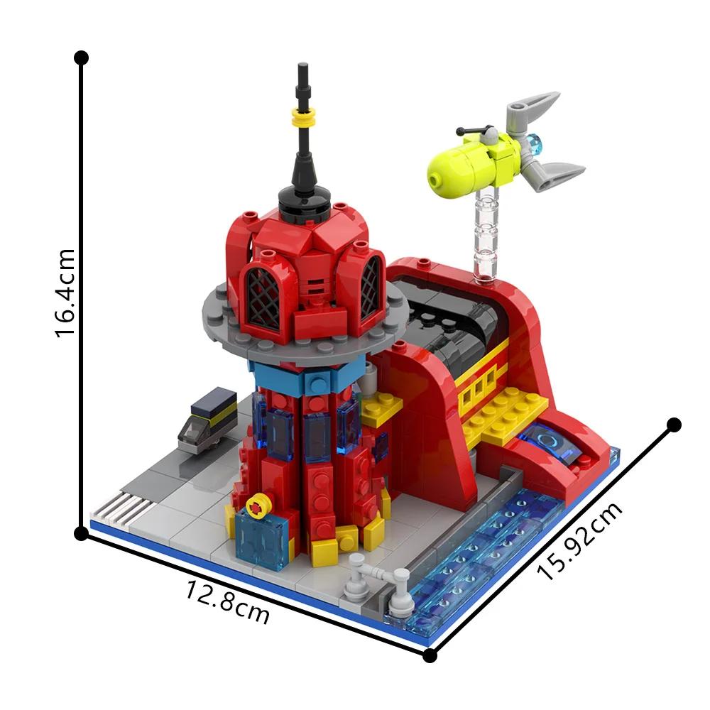 MOC Futurama Planet Express Model Building Blocks Animated DIY Creative Express Station Delivery Spaceship Brick Toys Adult Gift
