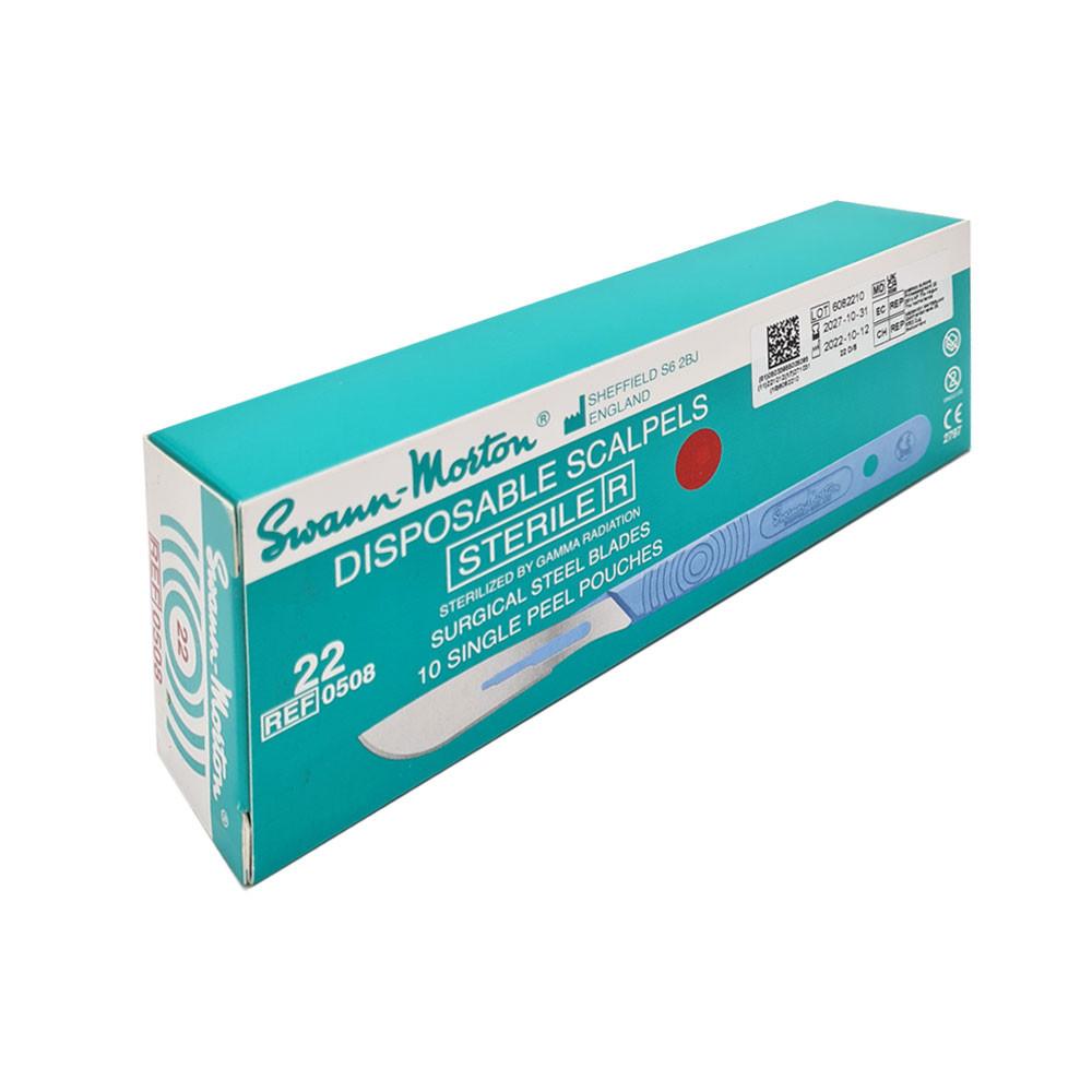Swann-Morton Surgical Scalpel 22 Sterile 10-Pack Stainless Steel