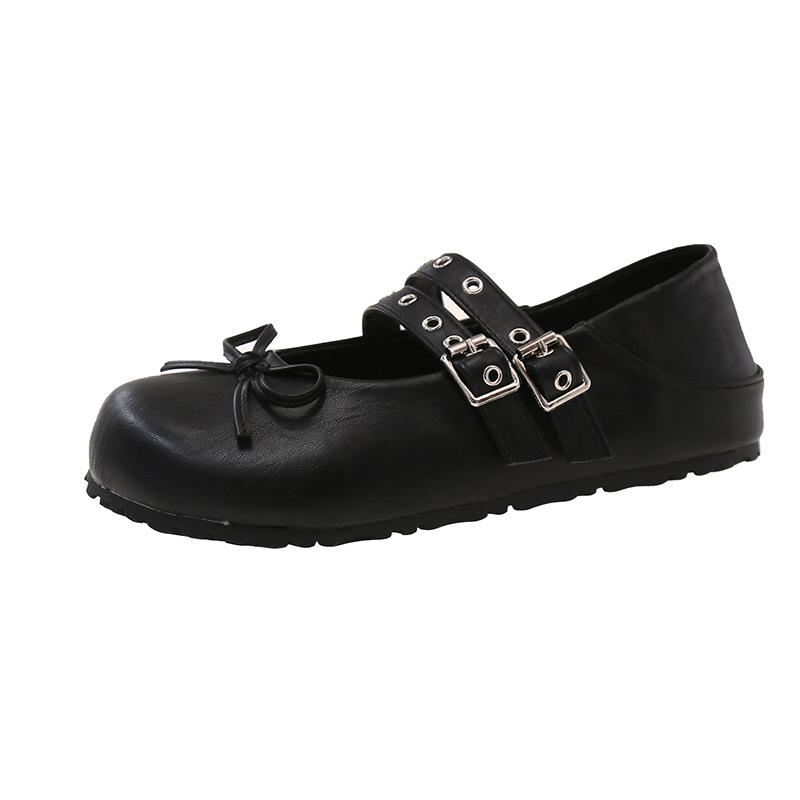Retro Schleife flacher Mund kleine einzelne Schuhe Damen 2025 Sommer neu modisch vielseitig und bequem Rock Mary Jane Schuhe