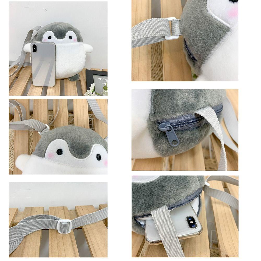 Portable Penguin Messenger Bag Korean Style Funny Crossbody Bag Travel Plush Shoulder Bag Children