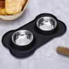 Miska dla zwierząt Wygodna Miska podwójna dla psa zapobiegająca rozlewaniu Mata silikonowa Łatwa do czyszczenia Miska na jedzenie i wodę dla kota Artykuł dla zwierząt