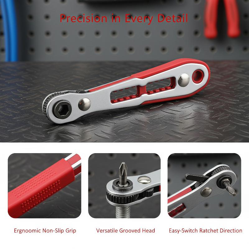 Bidirectional Ratchet Wrench Set with 10 Replaceable Screwdriver Bits High Hardness Durable Tool Kit for Professional Handymen