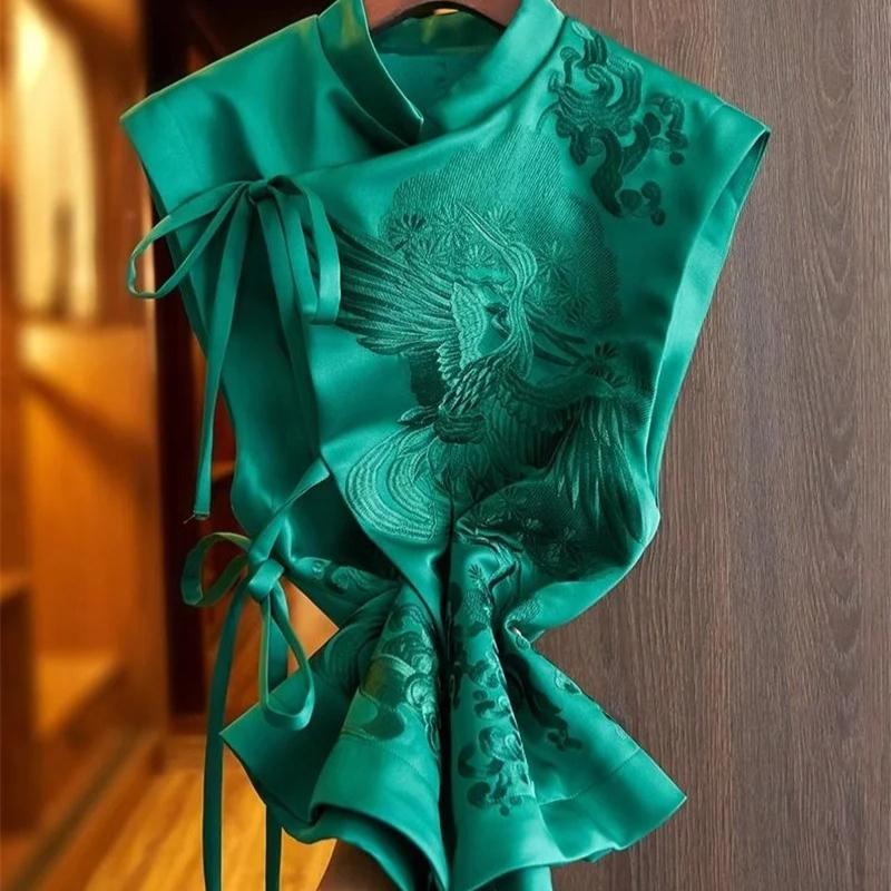 Women's Jackets Women Vest Chinese Embroidery Chinese Vest vest Female Design Sense Fashion Vest National Style Buckle Female