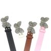 PU Waist Belt with Diamond Butterfly Buckle Adjustable Length Waist Belt Woman Girls Jeans Skirt Coat Decors Waistband