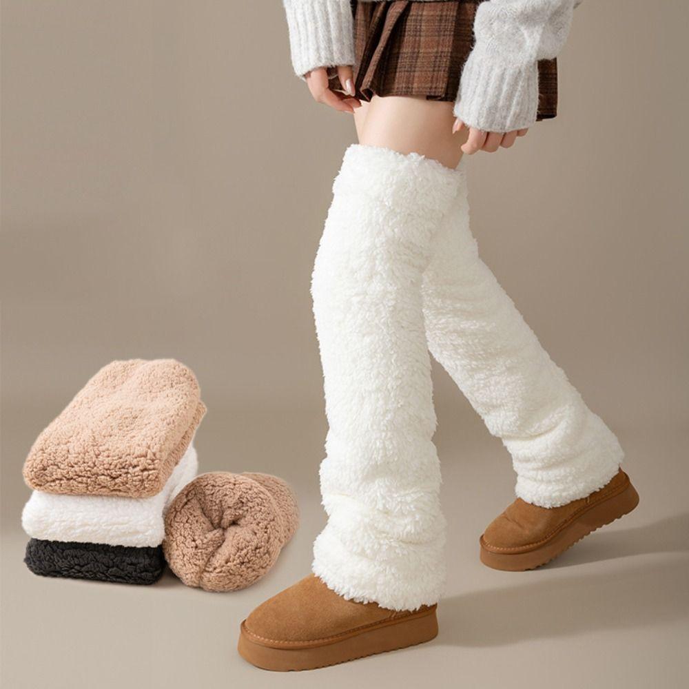 

Coral Fleece Knee High Socks Long Leg Sleeves Funny Winter Socks Sleep кавовий