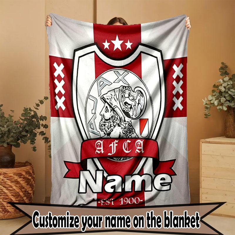 Custom Name Personalized Ajax Print Blanket, Home Decor, Bedroom, Sofa, Camping, Couch, Gifts for Birthday Christmas