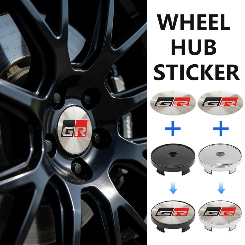 For Toyota 4pcs 56/60mm Car Wheel Center Hub Cap Rim Cover Stickers Crown GR Corolla YARIS Auris C-HR Hilux Vios Prius