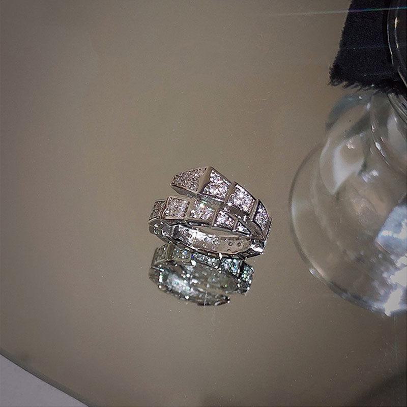 

Модное открытое кольцо: Шикарный дизайн для женщин, модные украшения для указательного пальца Micro-diamond snake ring