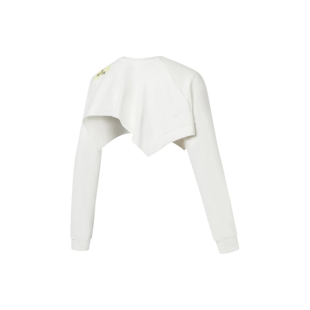 Li Ning Plain Letter Print Crew Neck Pullover Long Sleeve Sweatshirt Women Sweatshirt White AWDS934-1