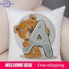 Cute Cartoon Bear Animal Cushion Cover Sofa Children'S Room English Letter Print Pillowcase With Zipper Cushion Cover