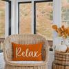 Welcome to Our Happy Place Relax Decorative Throw Pillow Covers 12x20 Inch Set of 2 Orange Outdoor Farmhouse Spring Fall Decor Lumbar Cushion Case