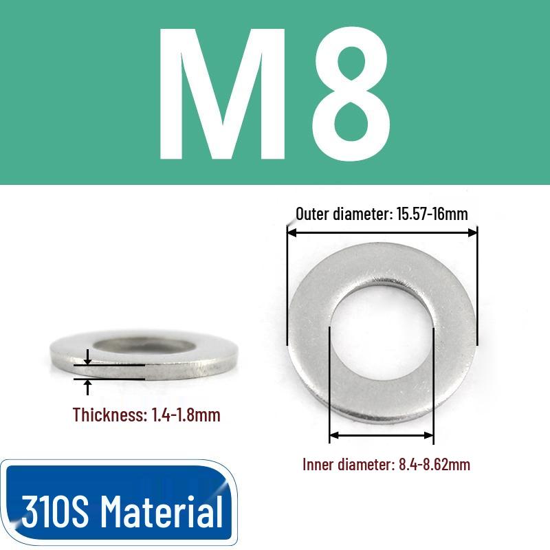 2520/310S Heat-Resistant Stainless Steel Wide Flat Washer Spacer M5-M30