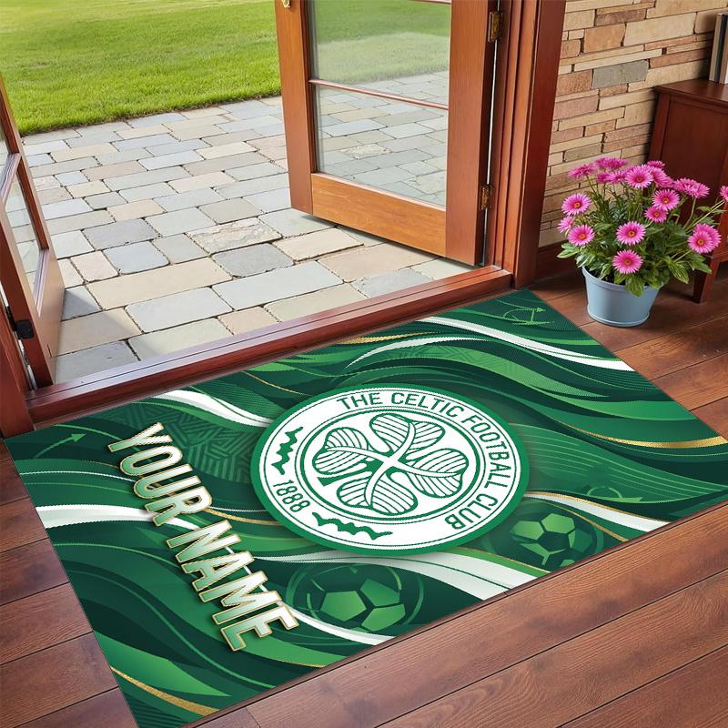Crystal Velvet Rug Custom Name Text, Soft Non Slip Floor Mat Home DecorCeltic FC