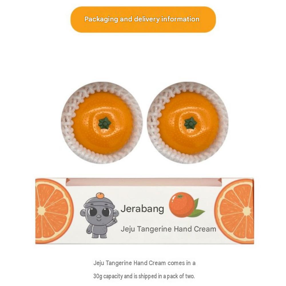 Jeju Tangerine Hand Cream 2 X 30g – Tangerine-Shaped Hand Care Souvenir/Gift