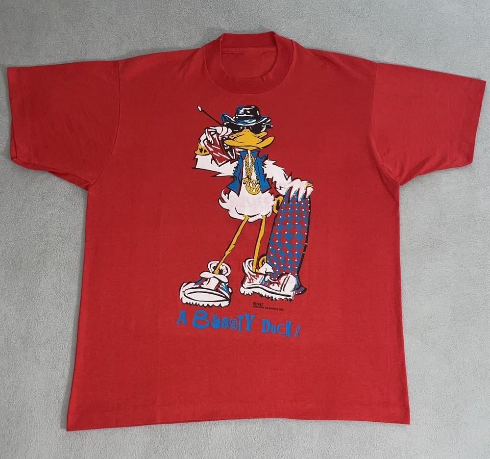 Винтажная футболка 80-х Beastie Duck Beastie Boys Красная Все размеры D830 Унисекс M
