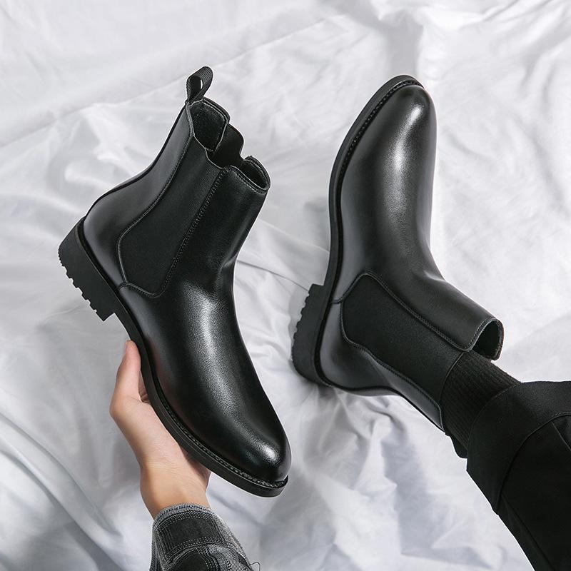 Chelsea boots winter velvet high-top casual leather shoes British pointed Martin boots 37