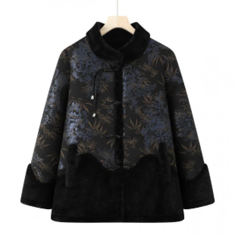 

Winter cotton-padded clothes with fleece and thickened fur integrated coat, warm cotton clothing is noble 1XL [recommended 80-50kg]