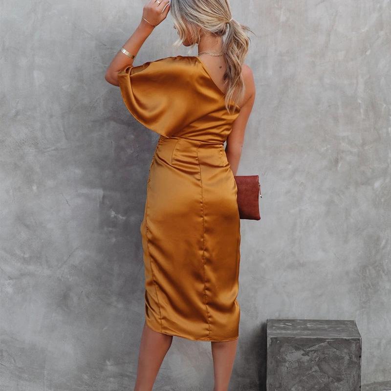 2024 Sexy Single Sleeve Rose Segment Irregular Skirt Dress Evening Dress Female