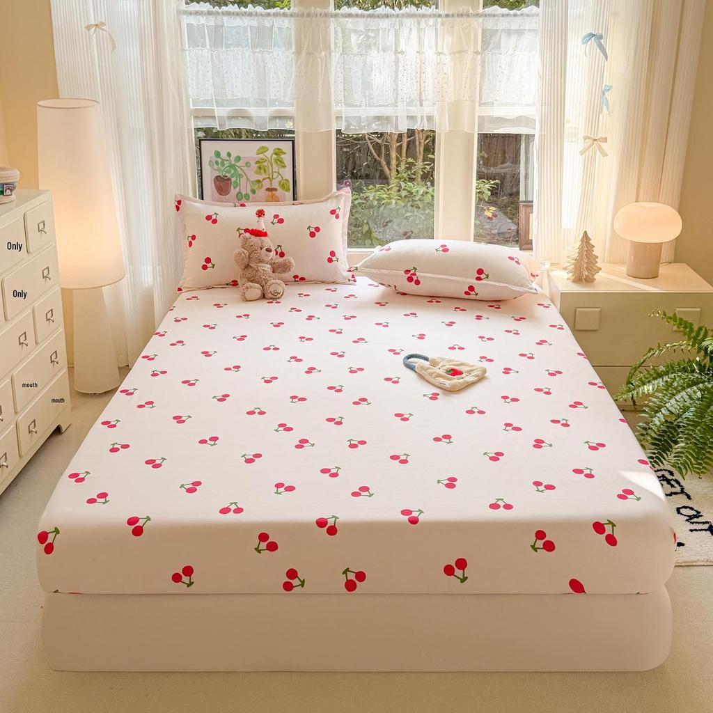 Skin-friendly Aloe Cotton Printed Fitted Sheet Bed and Mattress Protector