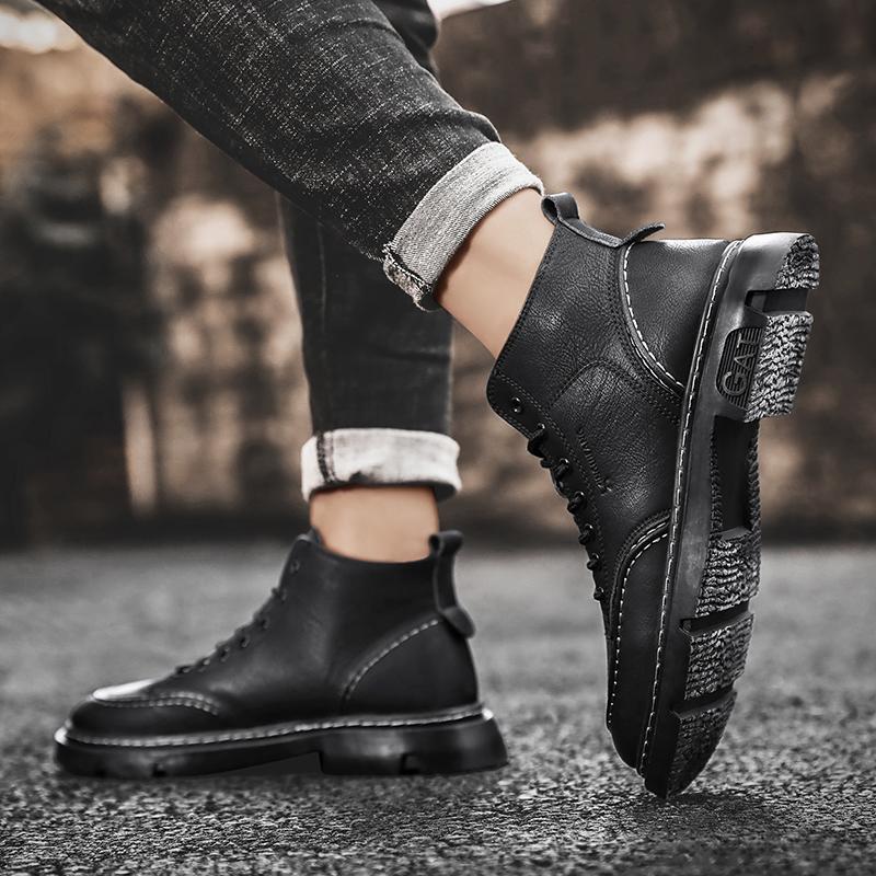 New Fashion Autumn And Winter Men's High Top Martin Boots Students Male Boys Trending Soft Sole Work Shoes Labor Protection Martin Sneakers