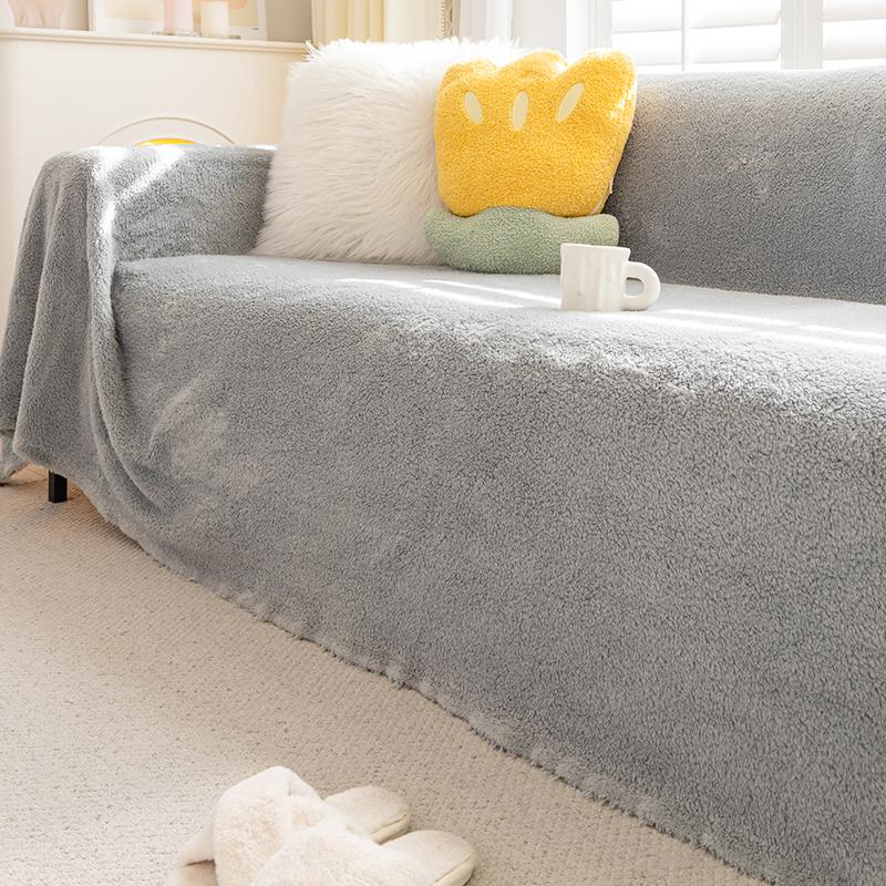 Autumn and Winter Plush Sofa Towel Thickened Warm Anti-Scratching Cloth Sofa Cover Cream Style All-Inclusive Sofa Cover
