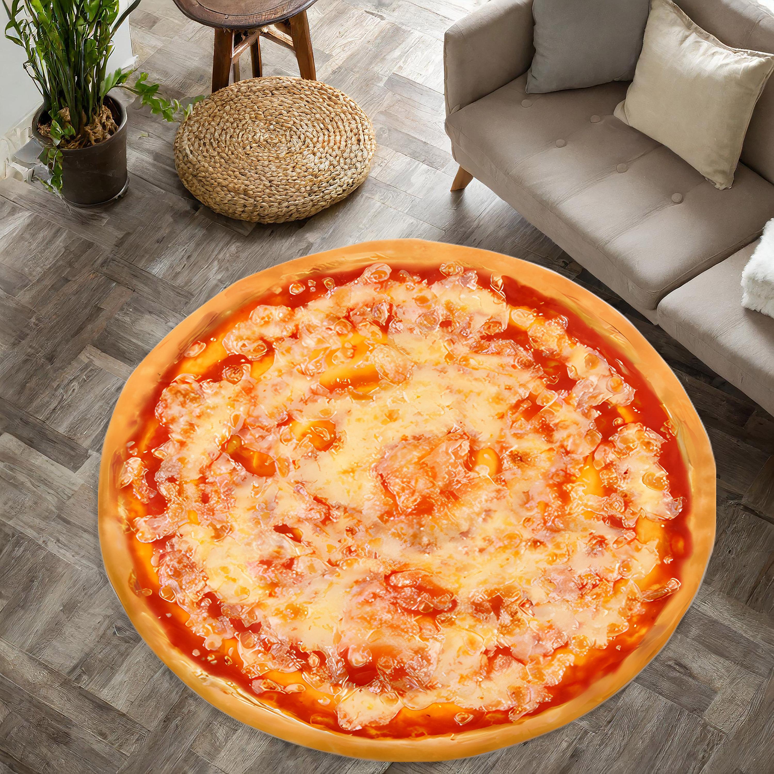 

1pc Abstract Margherita Pizza Pattern Round Rug, Non-slip Floor Mat for Living Room, Bedroom, Bathroom, Holiday Home Decoration 60cm
