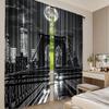 2 stk Svart og Hvit Gardin New York City Nattscene Byliv Brooklyn Manhattan Passer Til Soverom Stue Spisestue