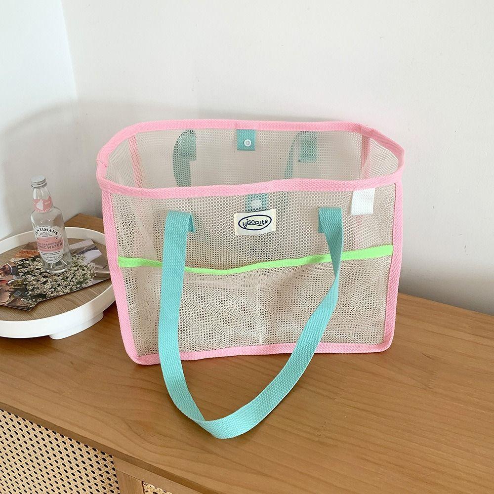 Handbag Clothes Storage Bag Fresh Color Hanging Shower Organizer Simple Mesh Toiletry Bag  Wash Bag