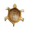 Metal Feng Shui Tortoise On Plate Fantasy Showpiece (Golden, Diameter: 5.5 Inch)
